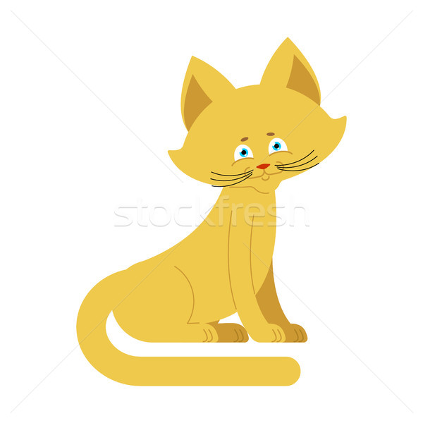 Cat yellow isolated. Cute kitten sits on white background Stock photo © popaukropa