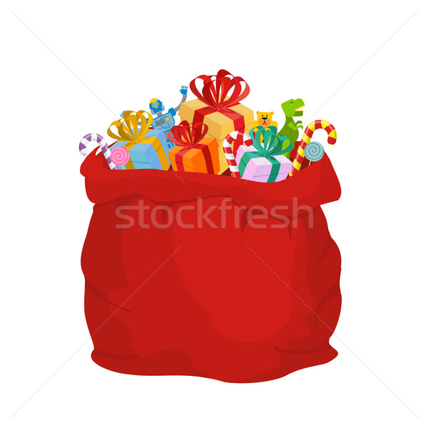 Saco presentes papai noel grande vermelho Foto stock © popaukropa