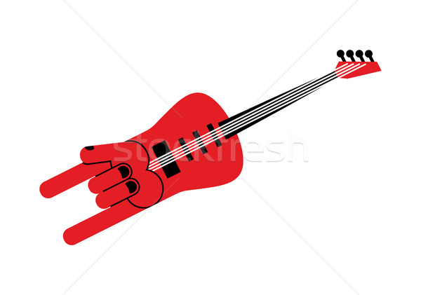 Guitar for  rock musician. Electric guitar in form of  rock hand Stock photo © popaukropa