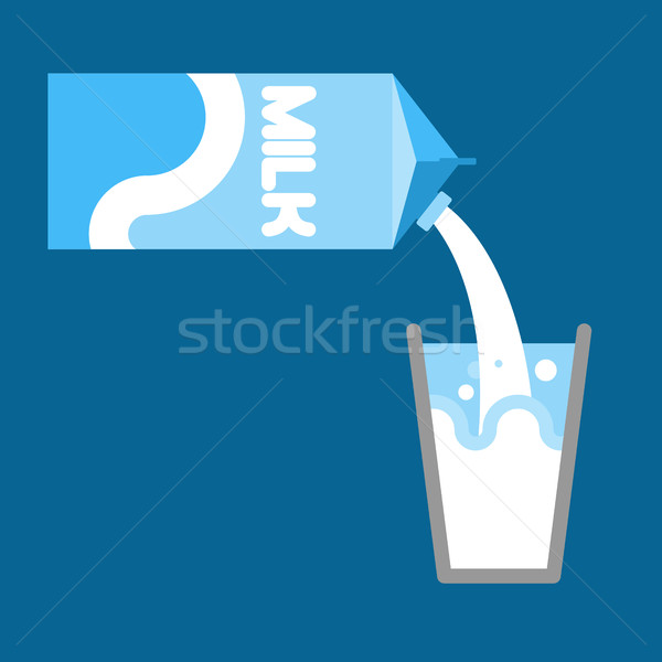 Milk Packaging and glass. Pour dairy. White liquid Drops and spr Stock photo © popaukropa