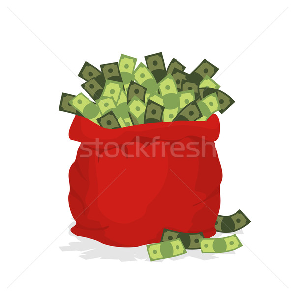Money bag Santa Claus. Big Red festive bag filled with dollars.  Stock photo © popaukropa