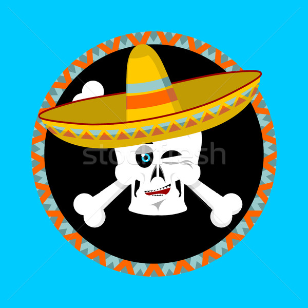 Day of the Dead skeletons and sombrero. Multi-colored skull in M Stock photo © popaukropa