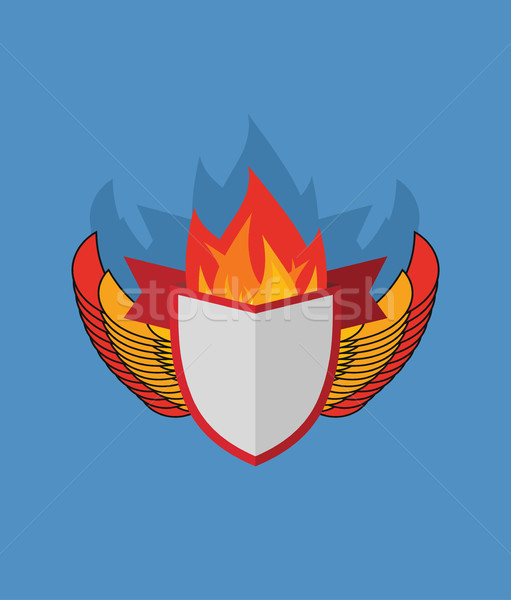 Shield with wings. flame and Ribbon. Heraldry Stock photo © popaukropa