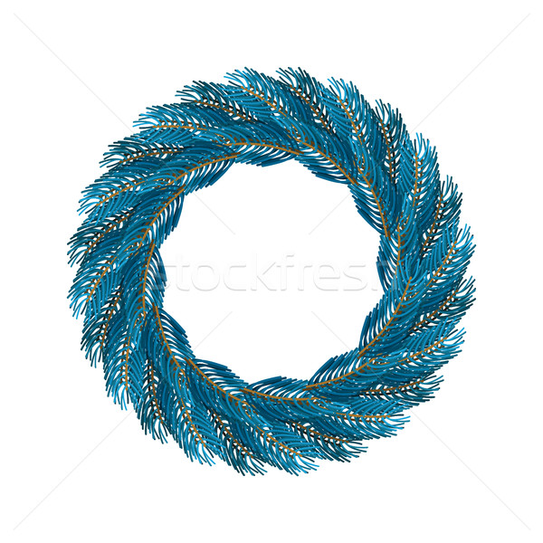 Christmas wreath blue isolated. Fir branch circlet. Decoration f Stock photo © popaukropa