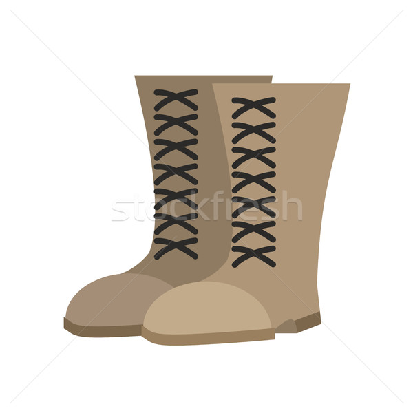 軍事 靴子 米色 孤立 軍隊 鞋 商業照片 © popaukropa