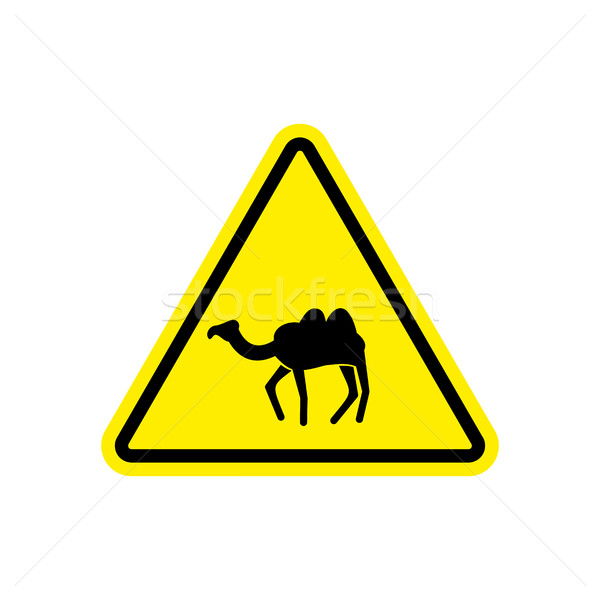 Camel Warning sign yellow. goof Hazard attention symbol. Danger  Stock photo © popaukropa