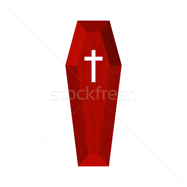 Coffin isolated. Wooden casket on white background. Religion obj Stock photo © popaukropa