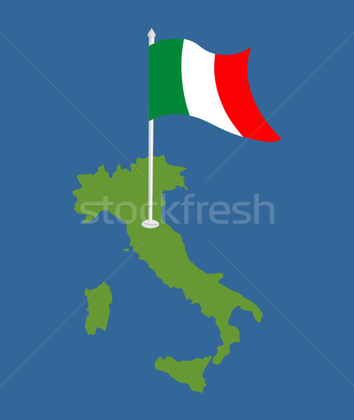 Italy Map and flag. Italian banner and land area. State patrioti Stock photo © popaukropa