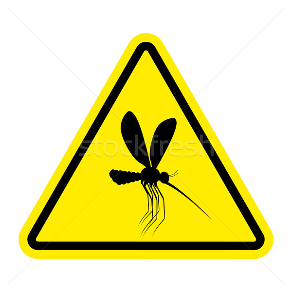 Attention mosquito. midge in yellow Triangle. Warning road sign Stock photo © popaukropa