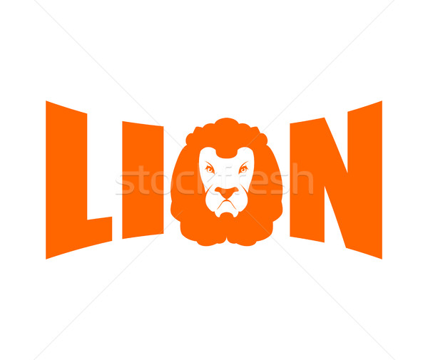 Lion logo. Leo emblem lettering. head predator and letters Stock photo © popaukropa