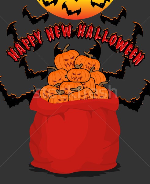 Saco assustador abóboras halloween completo saco Foto stock © popaukropa