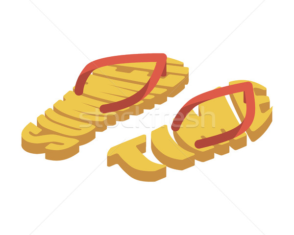 Summer time slippers lettering. Beach shoes typography Stock photo © popaukropa