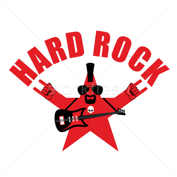 Rockstar Sterne Bart E-Gitarre Vorlage logo Stock foto © popaukropa