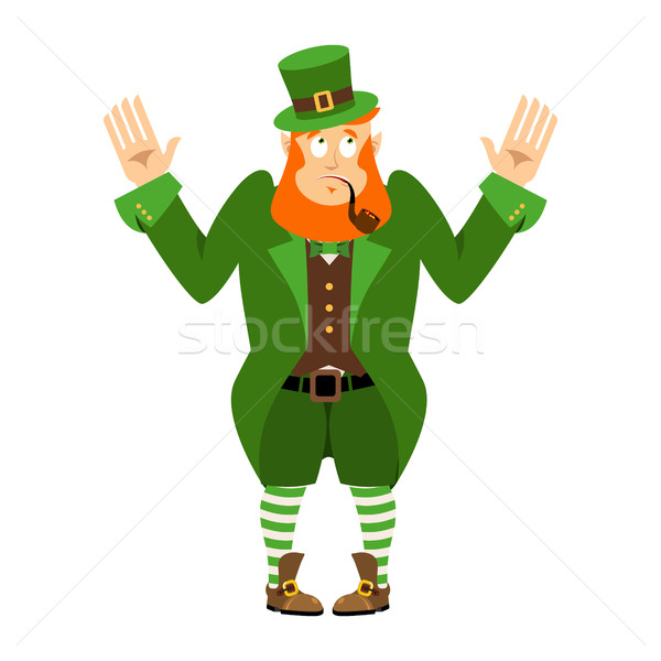 St.Patrick 's Day. Leprechaun surprised. Dwarf with red beard wo Stock photo © popaukropa