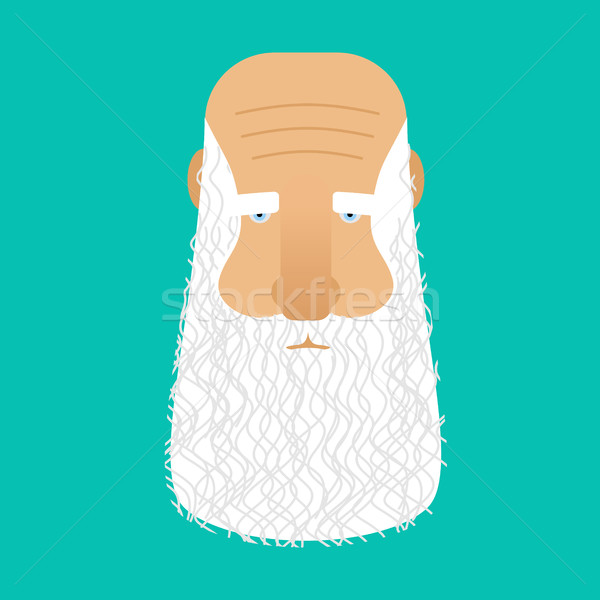 Grandfather with gray beard face isolated. head Old man. Retired Stock photo © popaukropa