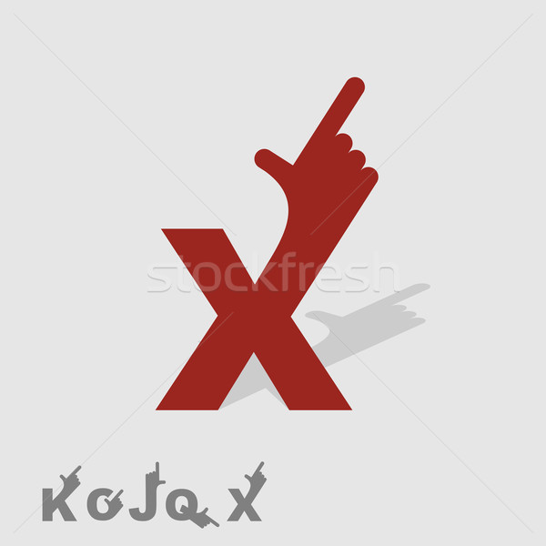 Letter X. Logo letters with a hand. Finger pointing. Letter of a Stock photo © popaukropa