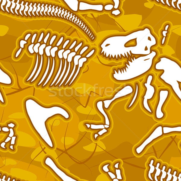 Dinosaur bones seamless background. Pattern of skeleton of ancie Stock photo © popaukropa