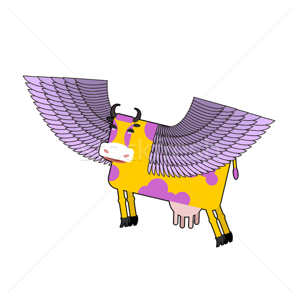 Cow with purple wings. Flying animal. vector illustration. Fanta Stock photo © popaukropa