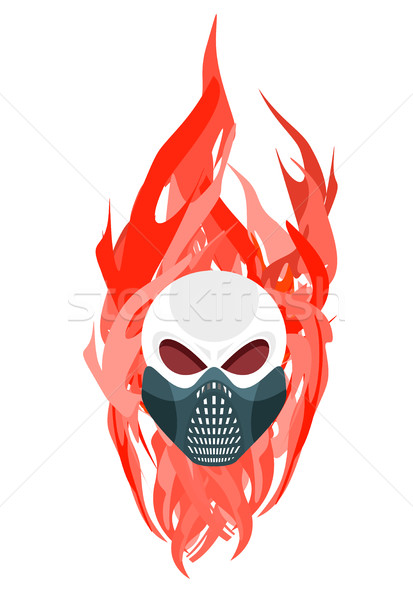 Skull protective mask against a backdrop of flames. Vector artwo Stock photo © popaukropa