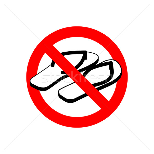 Stop slippers. Ban summer shoes. Red traffic sign not allowed Stock photo © popaukropa