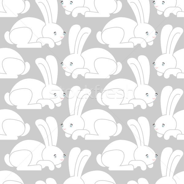 белый кролик заяц орнамент Bunny Сток-фото © popaukropa