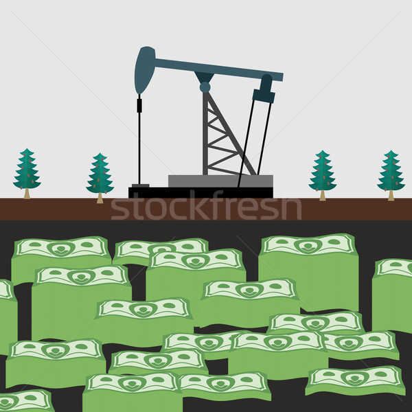 Plataforma de petróleo dinheiro indústria Óleo industrial silhueta Foto stock © popaukropa