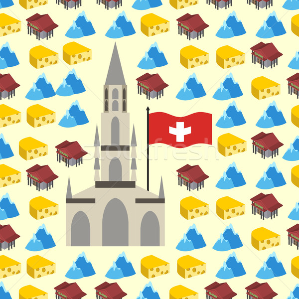 Switzerland seamless pattern of symbols of country. Banks and Al Stock photo © popaukropa