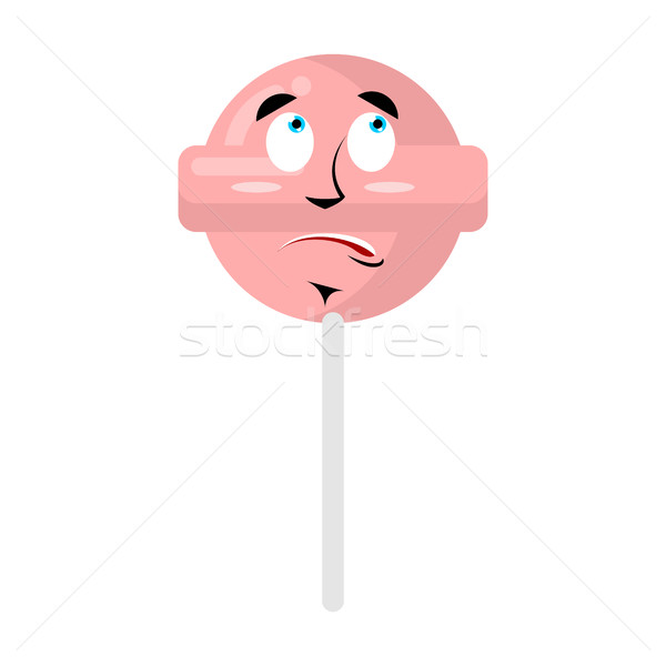 Lollipop surprised Emoji. Candy on stick astonished emotion isol Stock photo © popaukropa