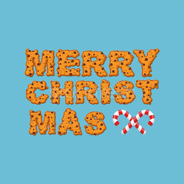 Glücklich Weihnachten Cookies Typografie Briefe Cookie Stock foto © popaukropa