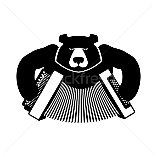 Logo medve harmonika szájharmonika orosz hangszer Stock fotó © popaukropa