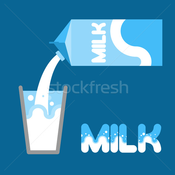 Milk. Pour milk into a glass from packaging. Milk carton. Vector Stock photo © popaukropa