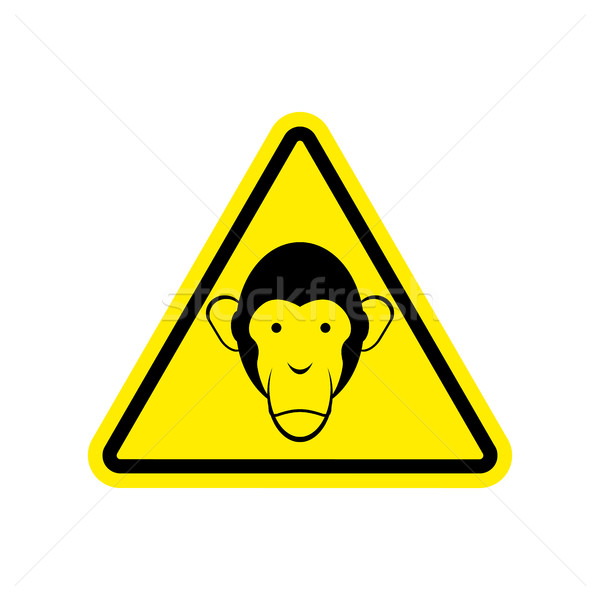 Monkey Warning sign yellow. Primacy of Hazard attention symbol.  Stock photo © popaukropa