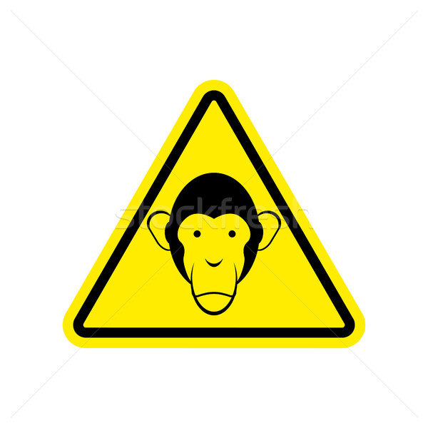 Monkey Warning sign yellow. Primacy of Hazard attention symbol.  Stock photo © popaukropa