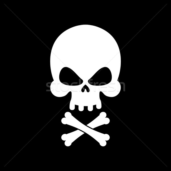 Pirate flag skull. Black Banner filibuster. Head skeleton pirate Stock photo © popaukropa