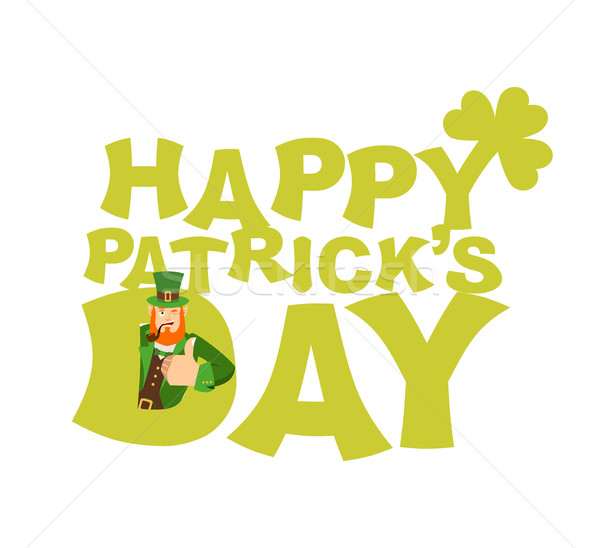 Happy St.Patrick 's Day emblem lettering. Leprechaun winks. Dwar Stock photo © popaukropa