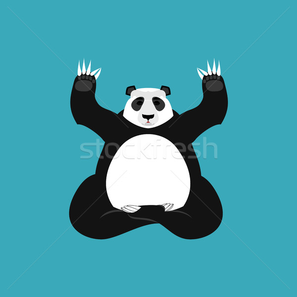 Panda Yoga. Chinese bear yogi. Animal zen and relax Stock photo © popaukropa