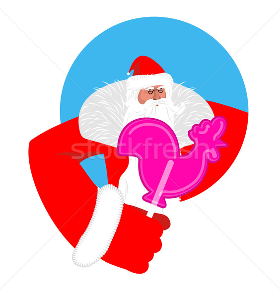 Santa and candy cock. Claus and lollypop cockerel. Sweetness of  Stock photo © popaukropa