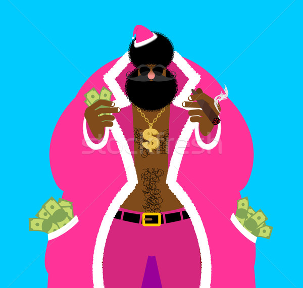 Santa pimp and money. Bad Claus gigolo. Pocket full of cash. Bri Stock photo © popaukropa