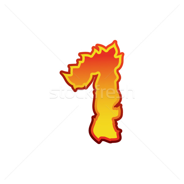 Number 1 fire. Flames Font one. Tattoo alphabet character. fiery Stock photo © popaukropa