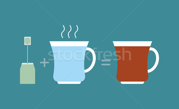 Instruction tea. Tea bag plus hot water. Brew in a circle. Vecto Stock photo © popaukropa