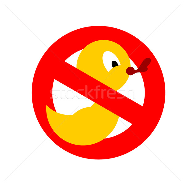 Banning sign. Yellow rubber duck for bathing crossed. Dont quack Stock photo © popaukropa