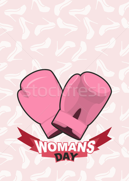 8 March, International Women's Day. Pink boxing gloves Stock photo © popaukropa