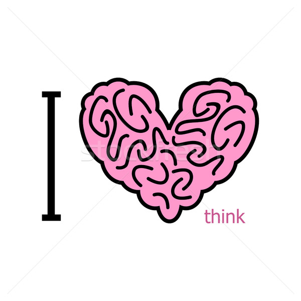 I love to think. Heart symbol from brain. heart organ human. Vec Stock photo © popaukropa