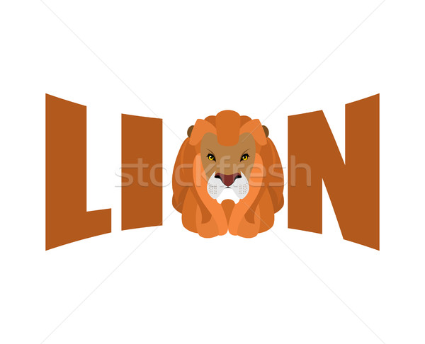 Lion logo emblème tête prédateur lettres Photo stock © popaukropa