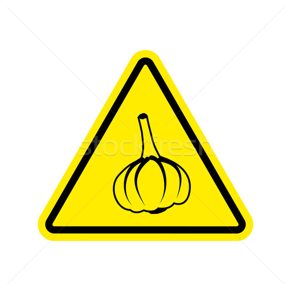 Attention garlic in yellow triangle. Road sign attention pungent Stock photo © popaukropa
