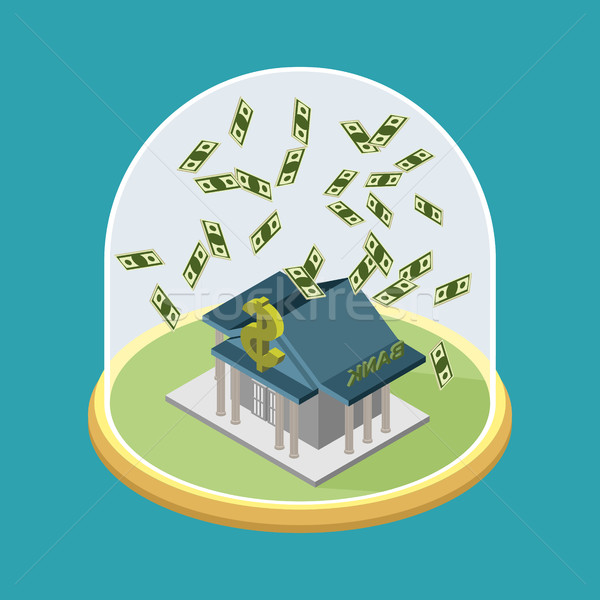Bank under glass Bell. Transparent dome for financial buildings. Stock photo © popaukropa