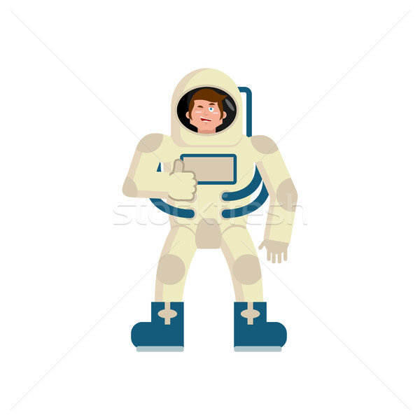 Astronaut winks Emoji. spaceman thumbs up happy emotion isolated Stock photo © popaukropa