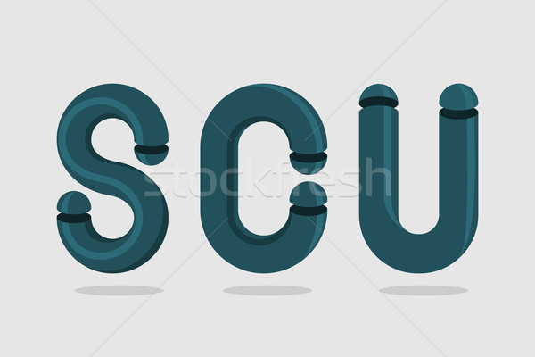 Logo of  abstract letter s. letter C and U.3D Letters made from  Stock photo © popaukropa