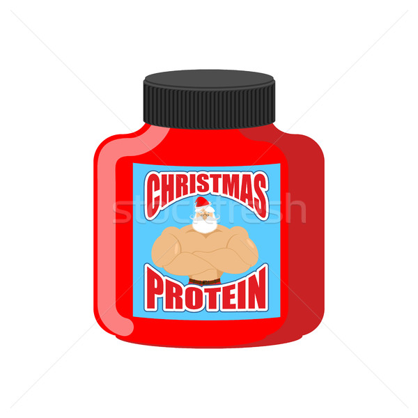 Christmas protein. Sports nutrition as a gift for holiday. Stron Stock photo © popaukropa
