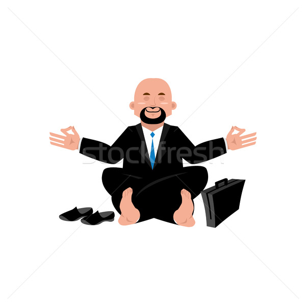 Business yoga. Businessman meditating isolated. Yogi Boss. offic Stock photo © popaukropa